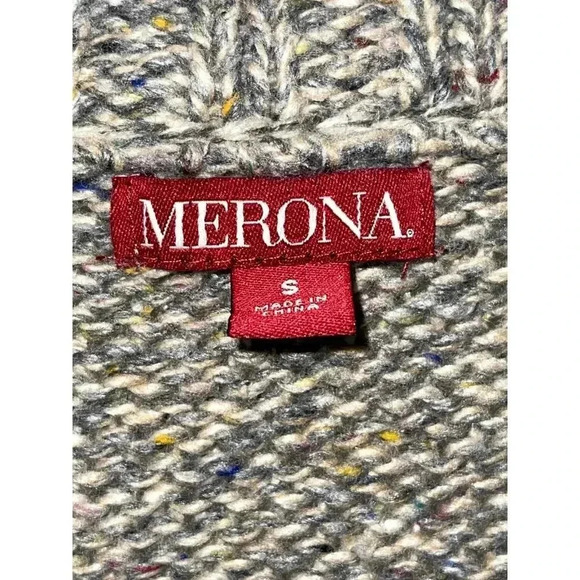VTG Merona Wool blend Fitted Button up Long Cardigan Sweater Size S Y2K Gray - Picture 7 of 7